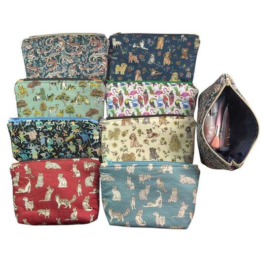 Cosmetics pouch in Liberty pet print fabric