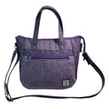 Harris tweed Crossbody Handbag, floral faux leather tote, purple  shoulder bag,  zip pocket large adjustable strap organiser bag