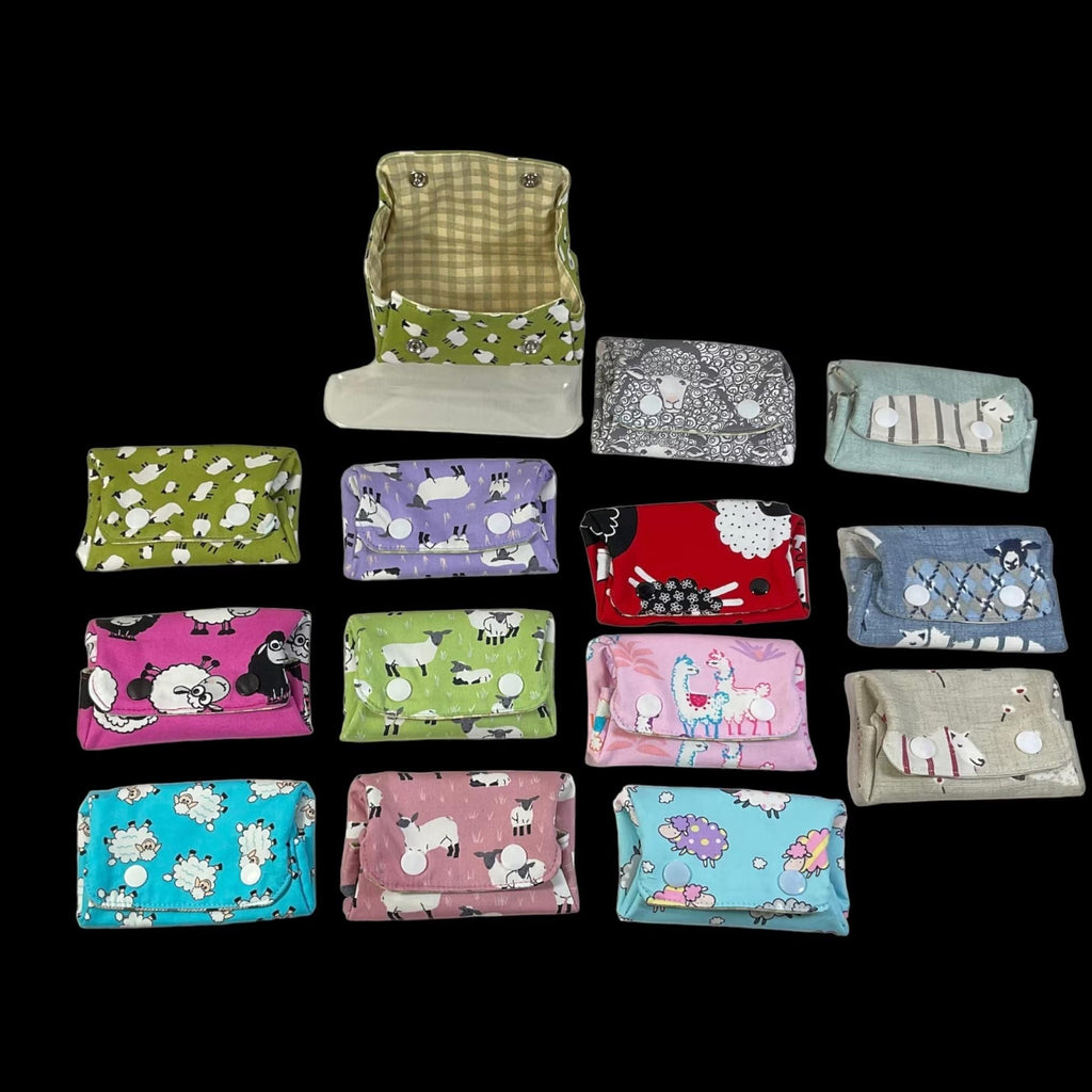 Sheep & Cats Coin Purse: Fold Up Knitting Notions Pouch