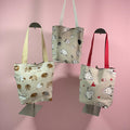 small sheep canvas tote bag, mini lined canvas shopping bag, knitters project gift