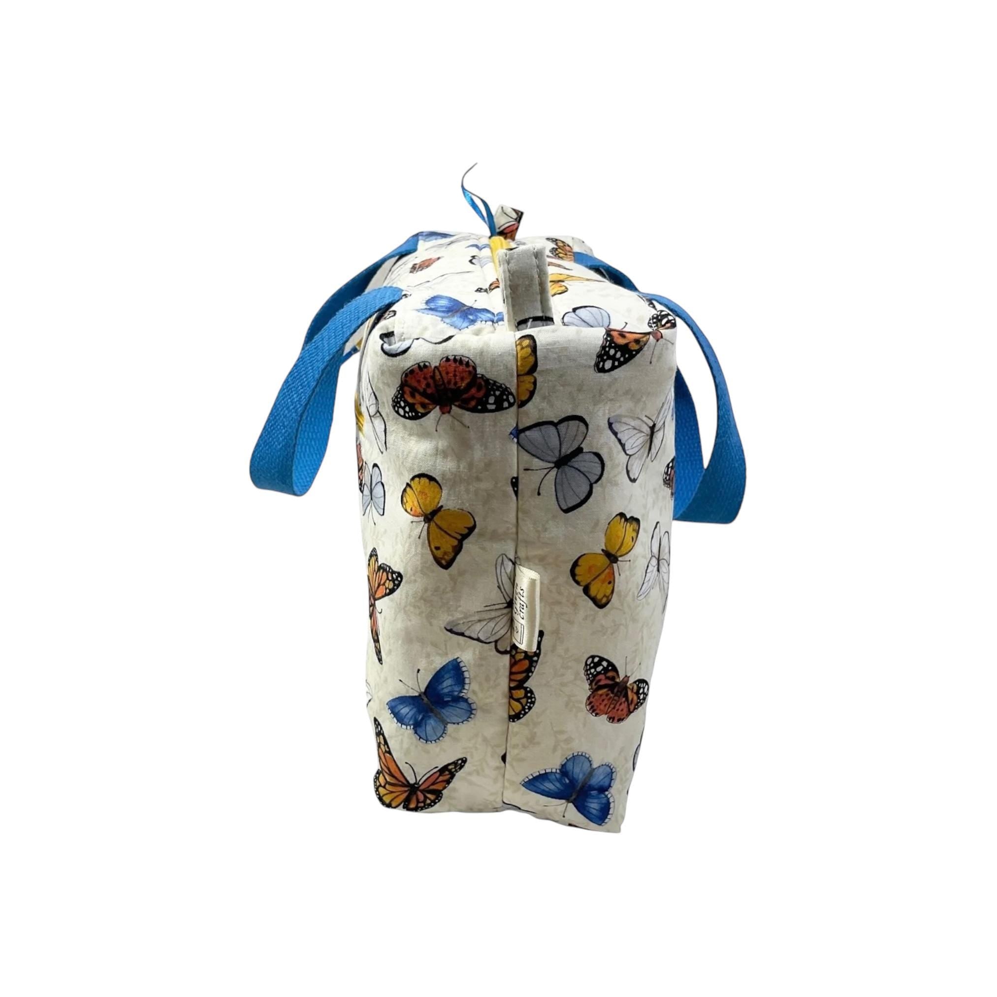 Large butterfly toiletries bag with handles and zip pocket, bird print Waterproof lined wash pouch, camping  ladies  gift, womens sponge bag