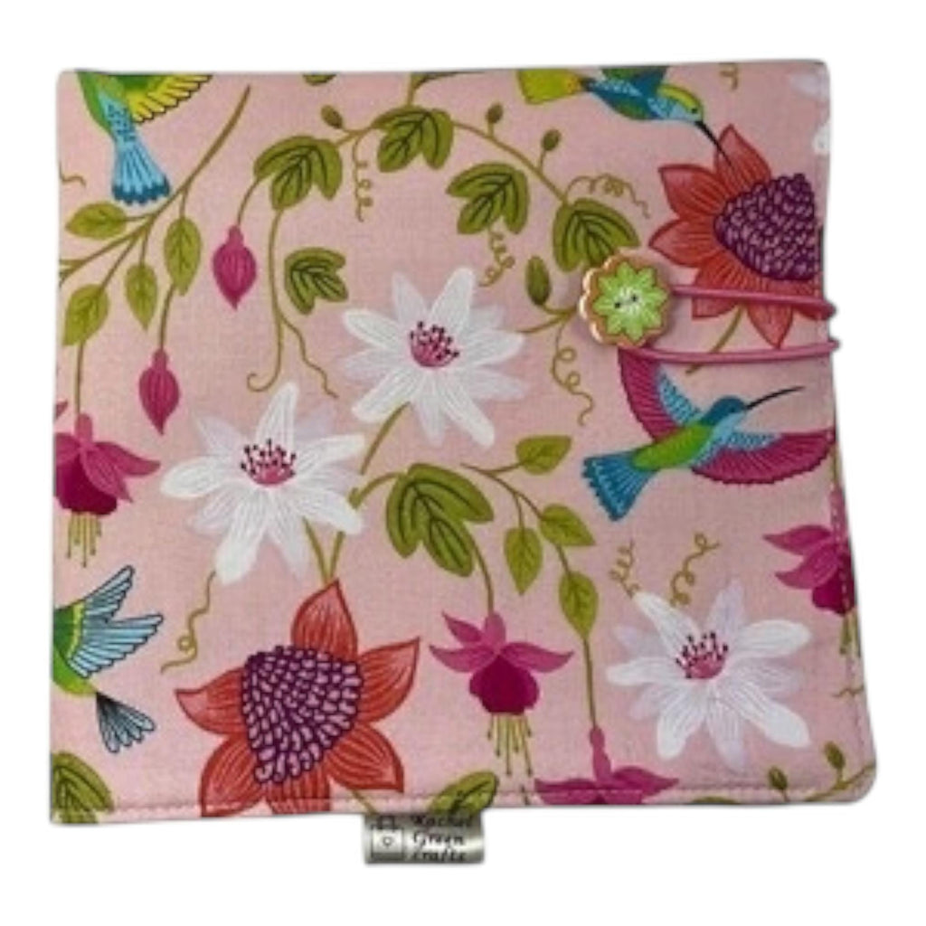 Interchangeable knitting needle case with floral hummingbirds ,holds 2 sets, addi case, chiagoo wallet, knit pro organiser, hiya hiya pouch