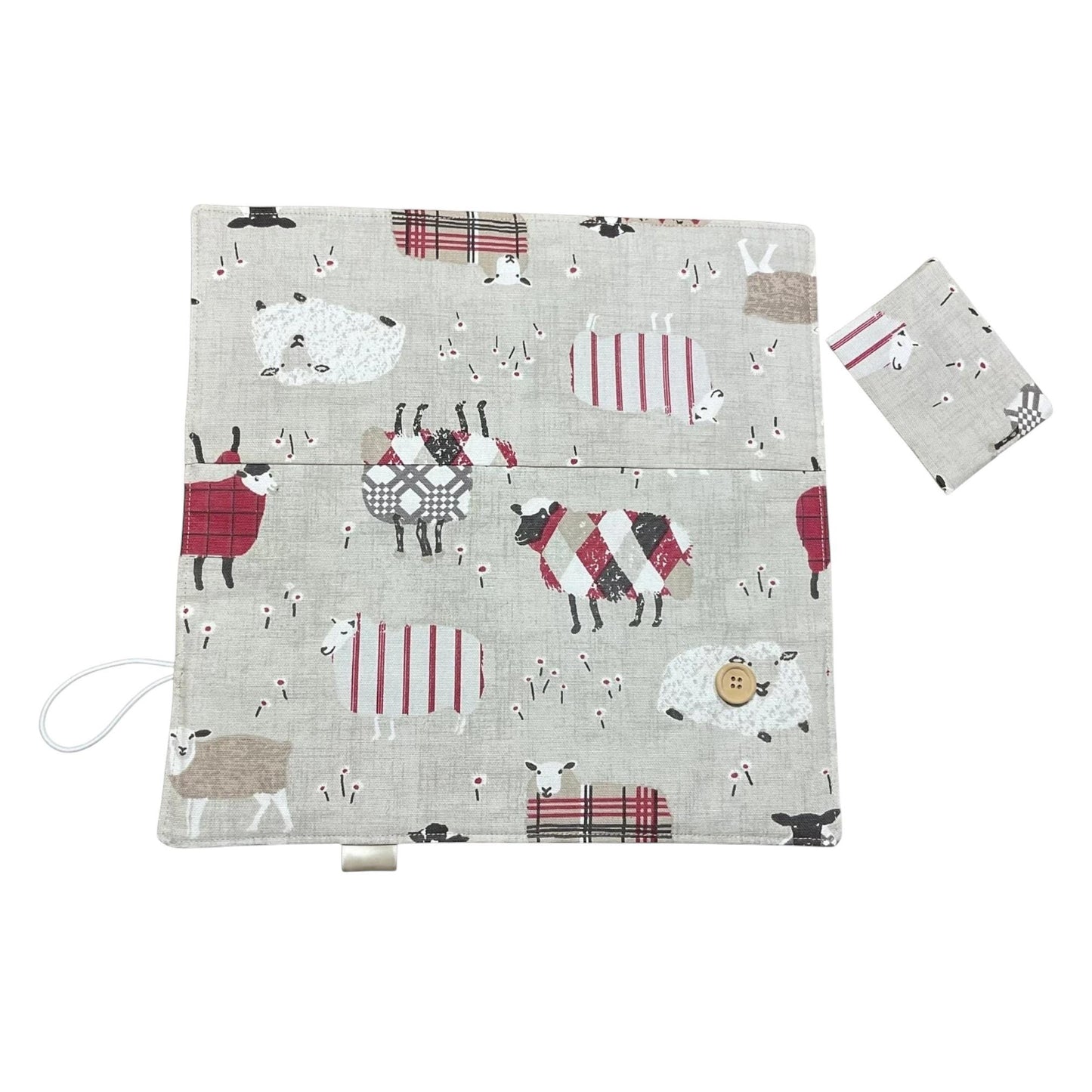 Interchangeable knitting needle case with red sheep