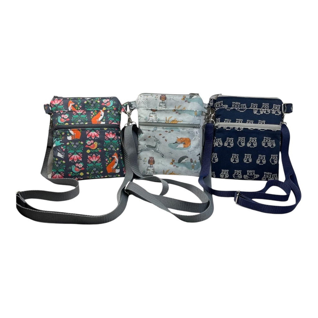 Woodland print small shoulder phone bag, Deer, fox, rabbit, hedgehog  handbag, teenager purse, essentials bag