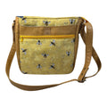 Handbag in faux leather and bee print,  vegan ladies gift, crossbody bag, shoulder zip pouch