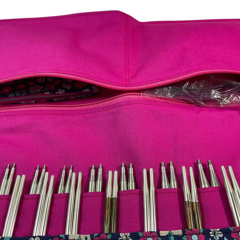 Interchangeable knitting needle case with Liberty fabric , floral addi case, chiagoo wallet, knit pro organiser pouch, hiya hiya case,
