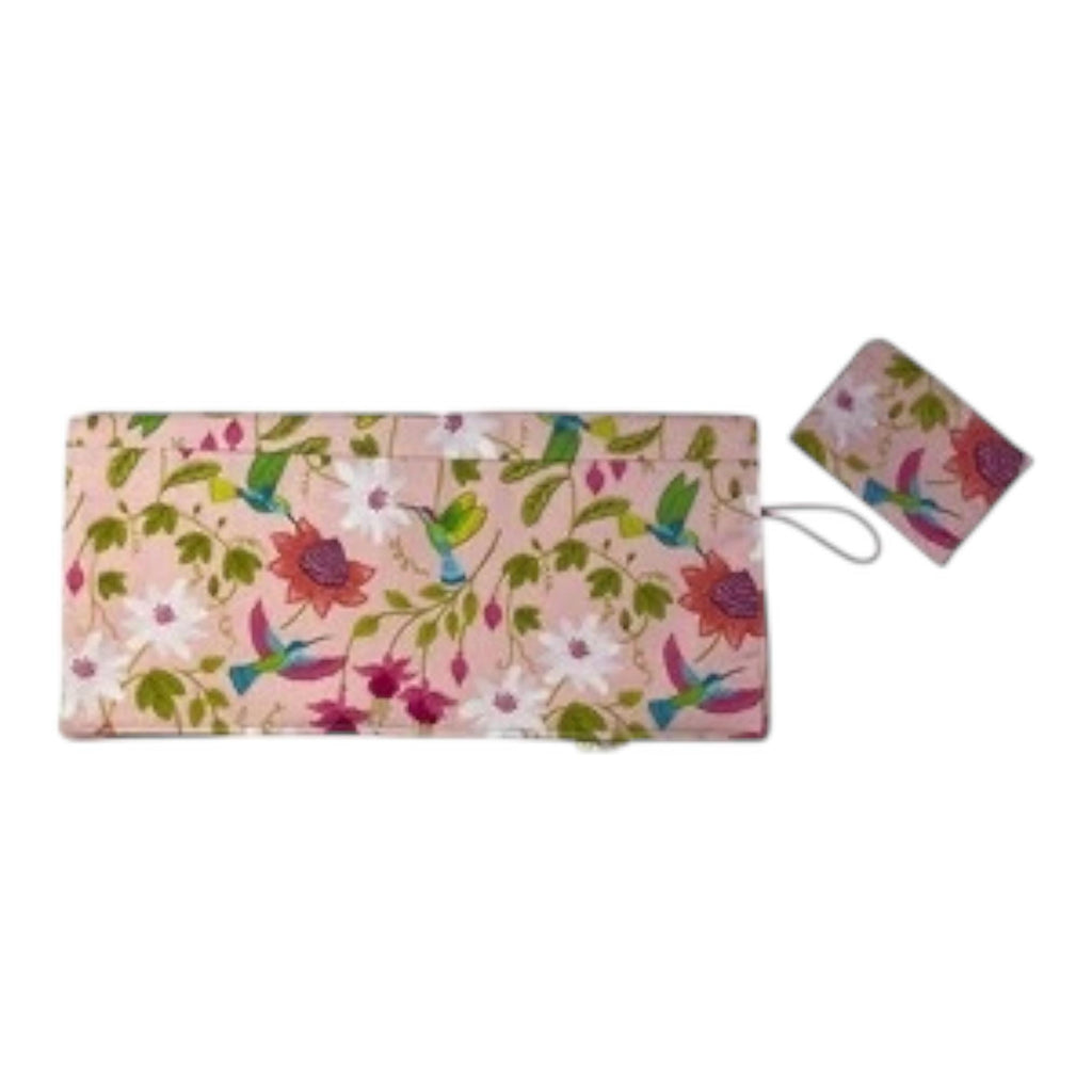 Interchangeable knitting needle case with floral hummingbirds ,holds 2 sets, addi case, chiagoo wallet, knit pro organiser, hiya hiya pouch
