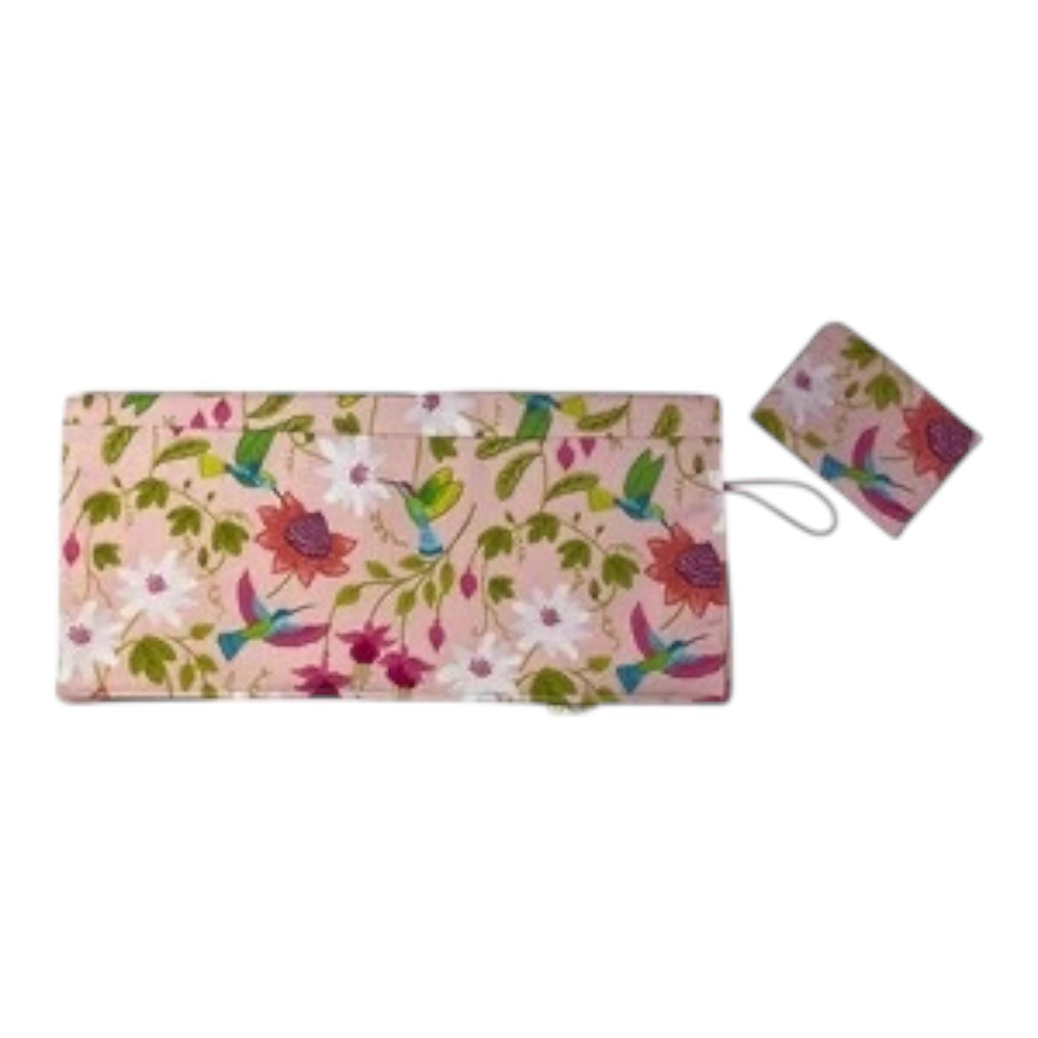 Interchangeable knitting needle case with floral hummingbirds ,holds 2 sets, addi case, chiagoo wallet, knit pro organiser, hiya hiya pouch