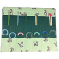 Straight and circular knitting needle case with cats  print, heavy weight storage pouch, long needles wallet, fixed sock needle