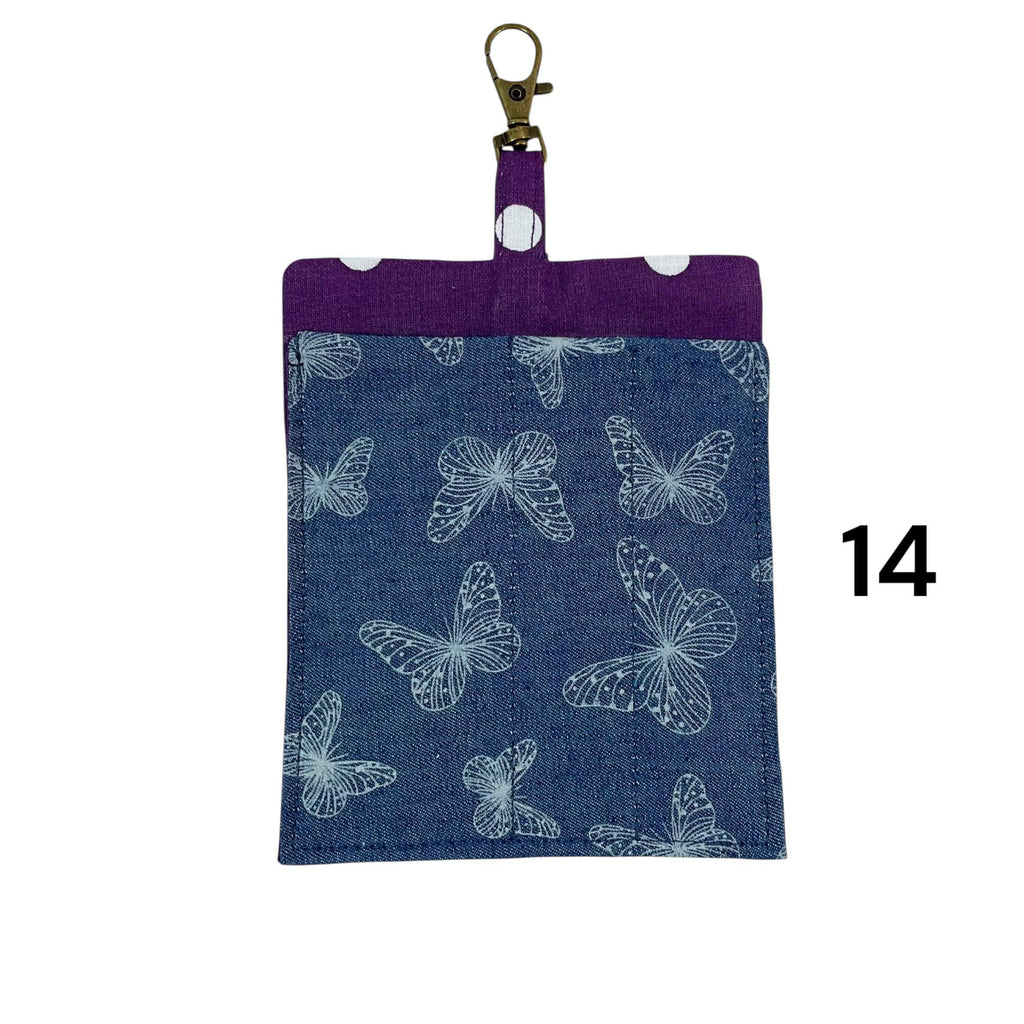 pen holder for highlighter pen clips onto neck lanyard , wide clip on pen pouch, 3 pen fabric pen case, handbag keychain pen holder