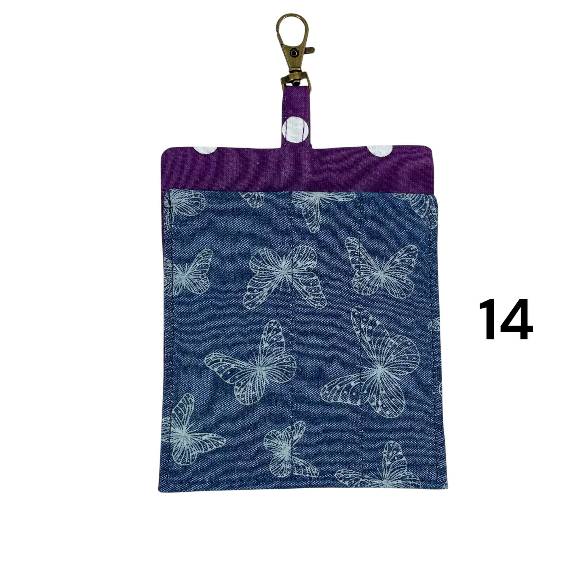 pen holder for highlighter pen clips onto neck lanyard , wide clip on pen pouch, 3 pen fabric pen case, handbag keychain pen holder