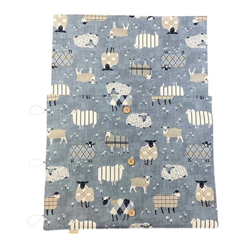Straight and circular knitting needle case with blue sheep, knitting needle pouch,  needle storage, long needles wallet, fixed sock needle