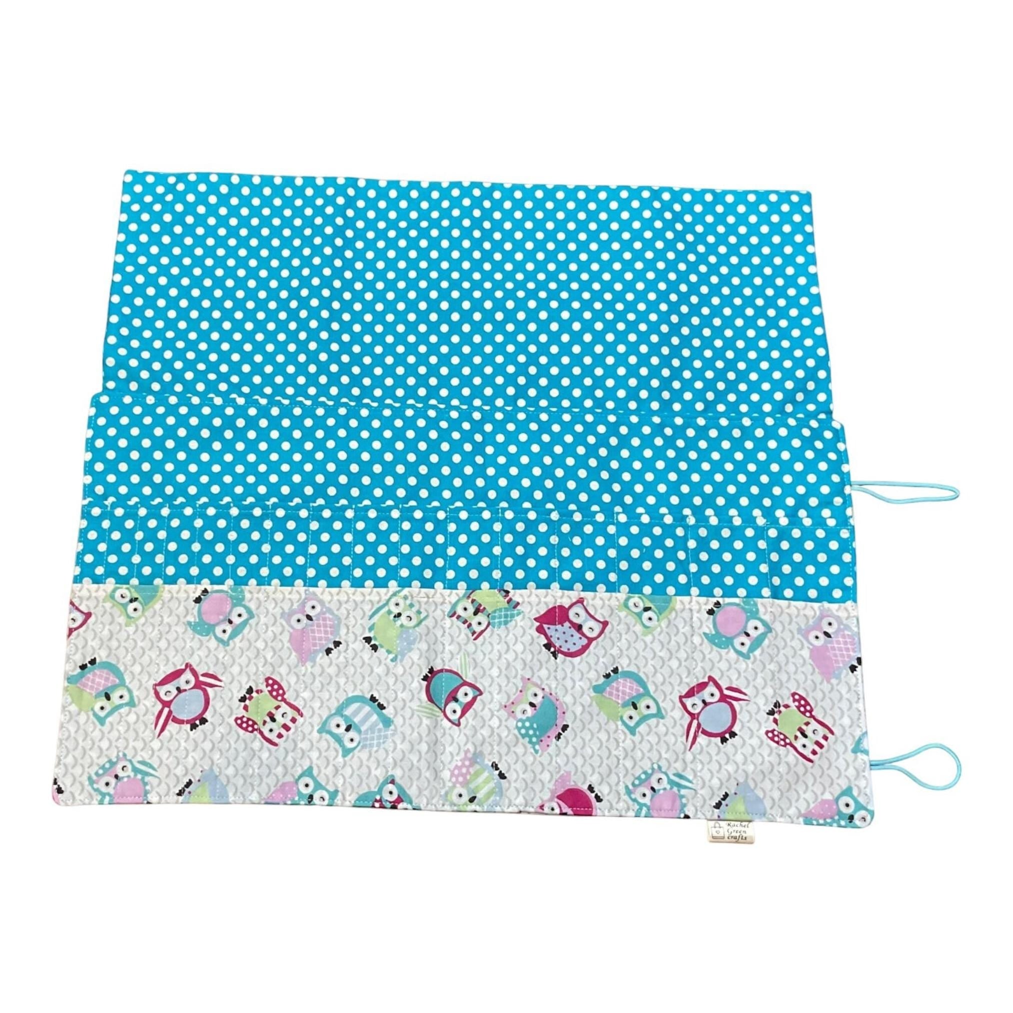 Double pointed knitting needle case with owls,  DPN or crochet hook case, sock knitters gift,