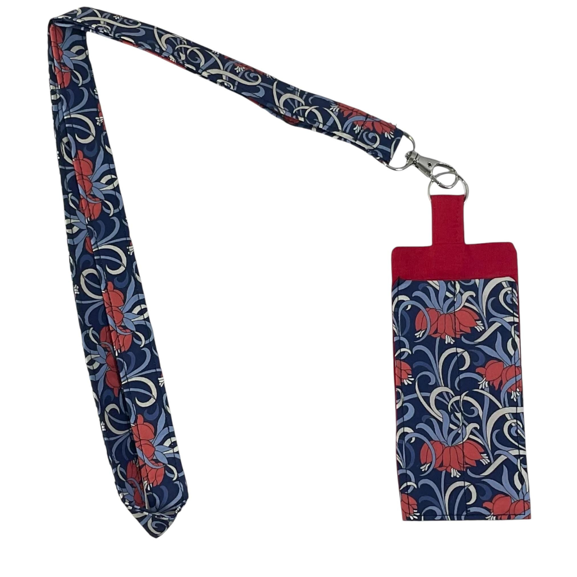 Liberty fabric neck lanyard with detachable pen holder, ID name tag holder in floral prints, teacher gift