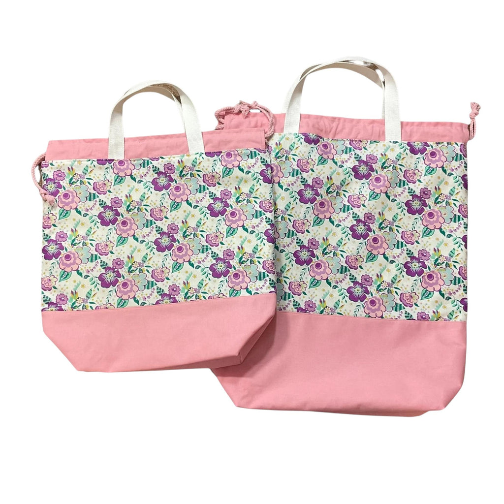 XXL  drawstring knitting bag with Liberty fabric  floral print, supersized multi pockets project bag with handles, ladies  gift
