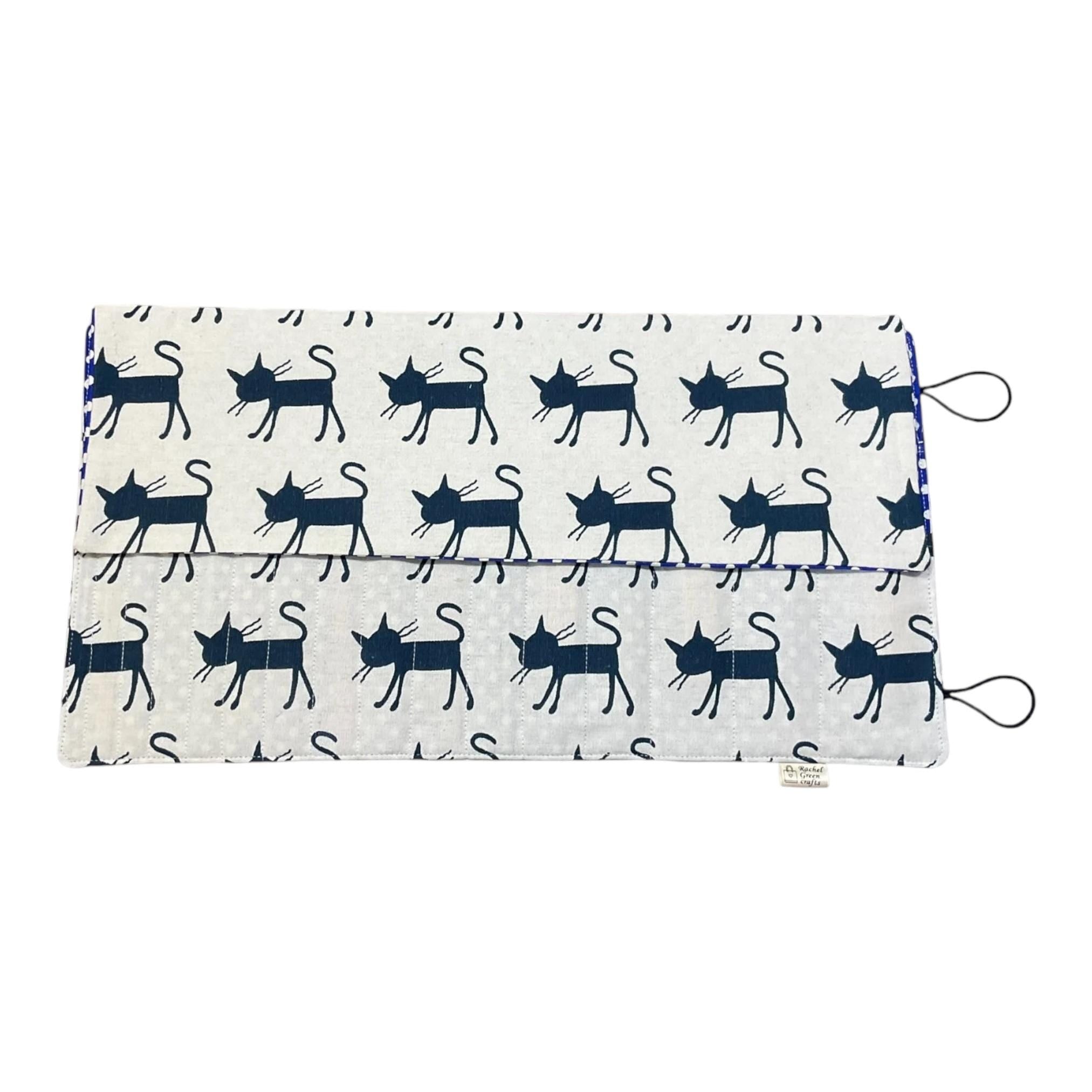 Double pointed knitting needle case with cats,  DPN or crochet hook case, sock knitters gift,