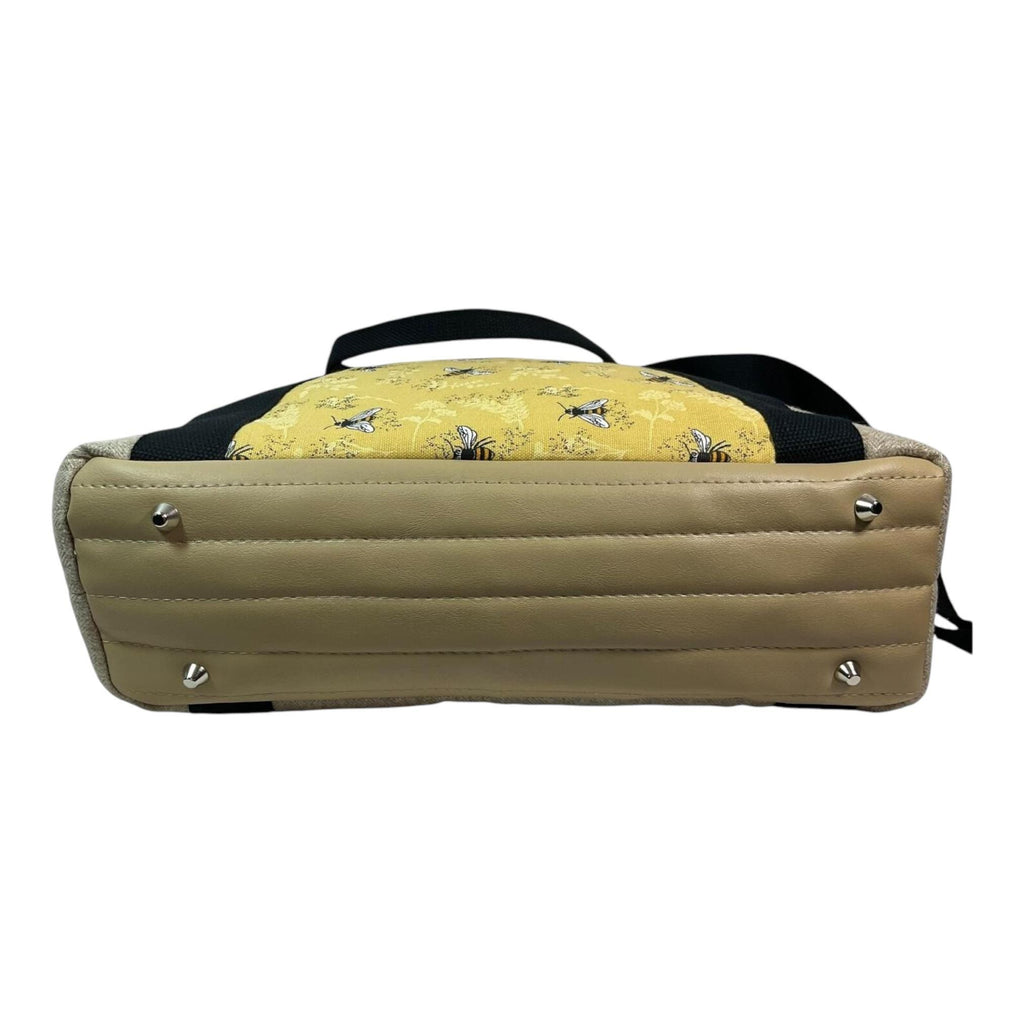 Knitting and crochet tote bag with zip top, large bee organiser crossbody bag
