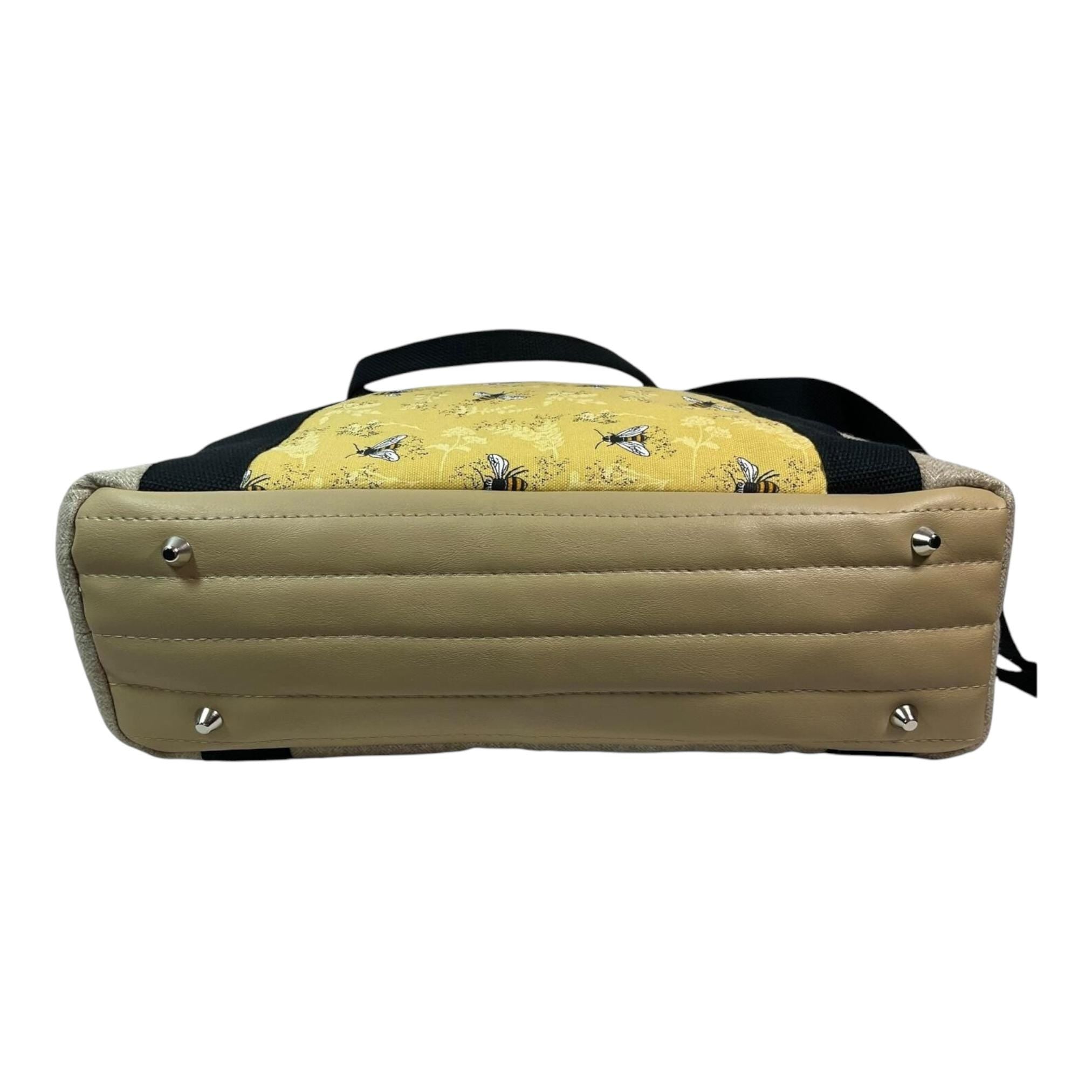 Knitting and crochet tote bag with zip top, large bee organiser crossbody bag