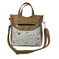 Handbag in faux leather and dog print, pet dog lover vegan ladies gift, handles and crossbody strap bag, shoulder zip pouch