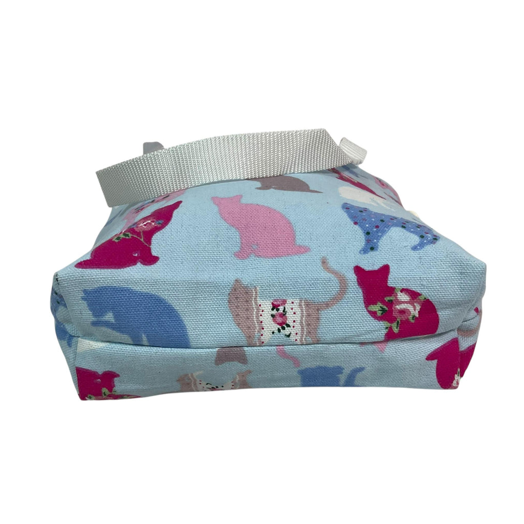 Small cats canvas tote bag with zip closure, cotton book purse, bag with pockets  for cat lover, gift for girls