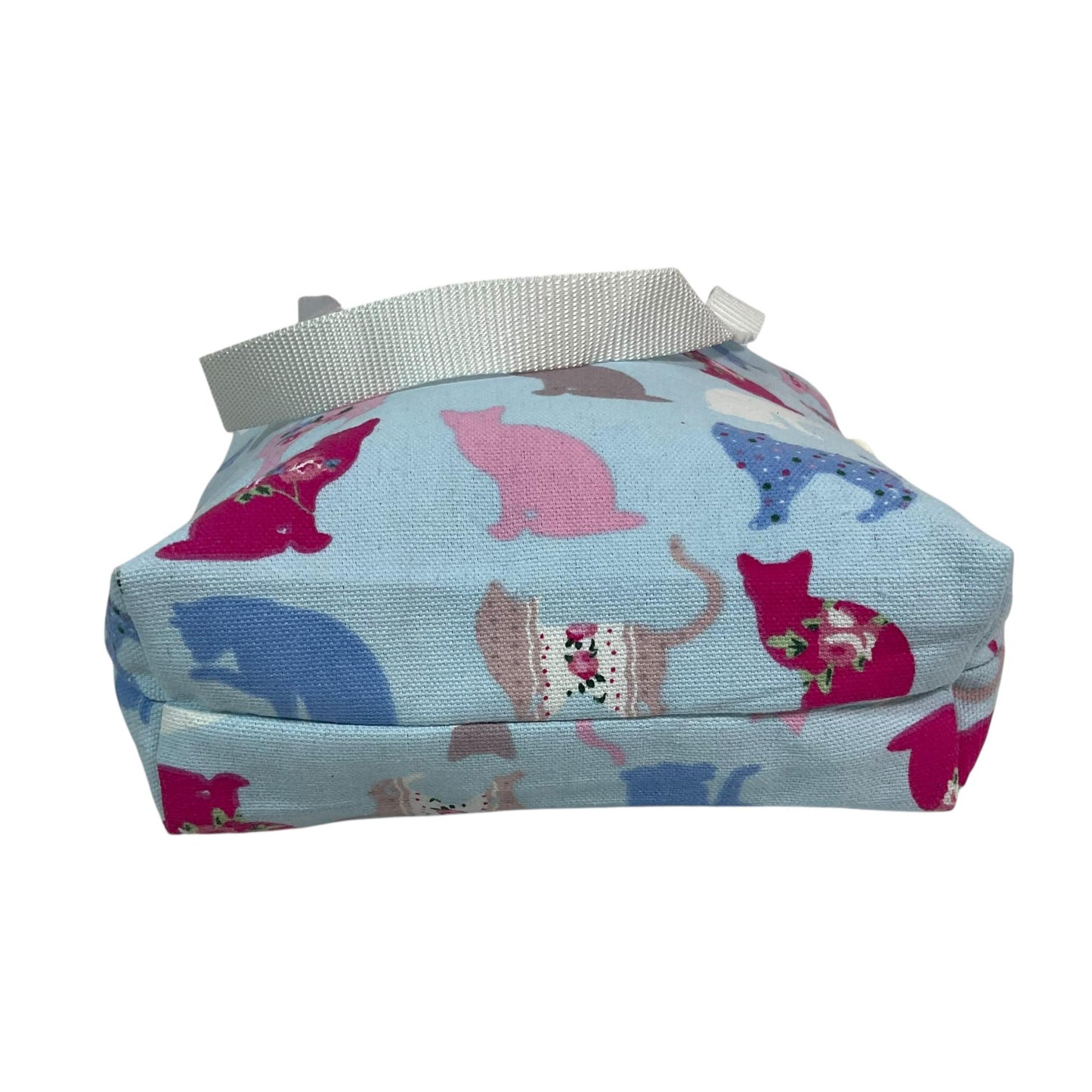 Small cat print canvas tote bag with zip closure