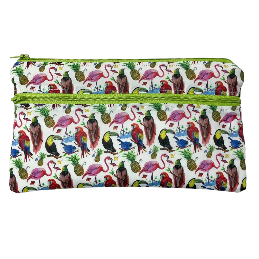 Liberty fabric two zip pocket pouch, double pocket case, 2 pocket zipper floral water resistant case, ladies gift, girls privacy pouch