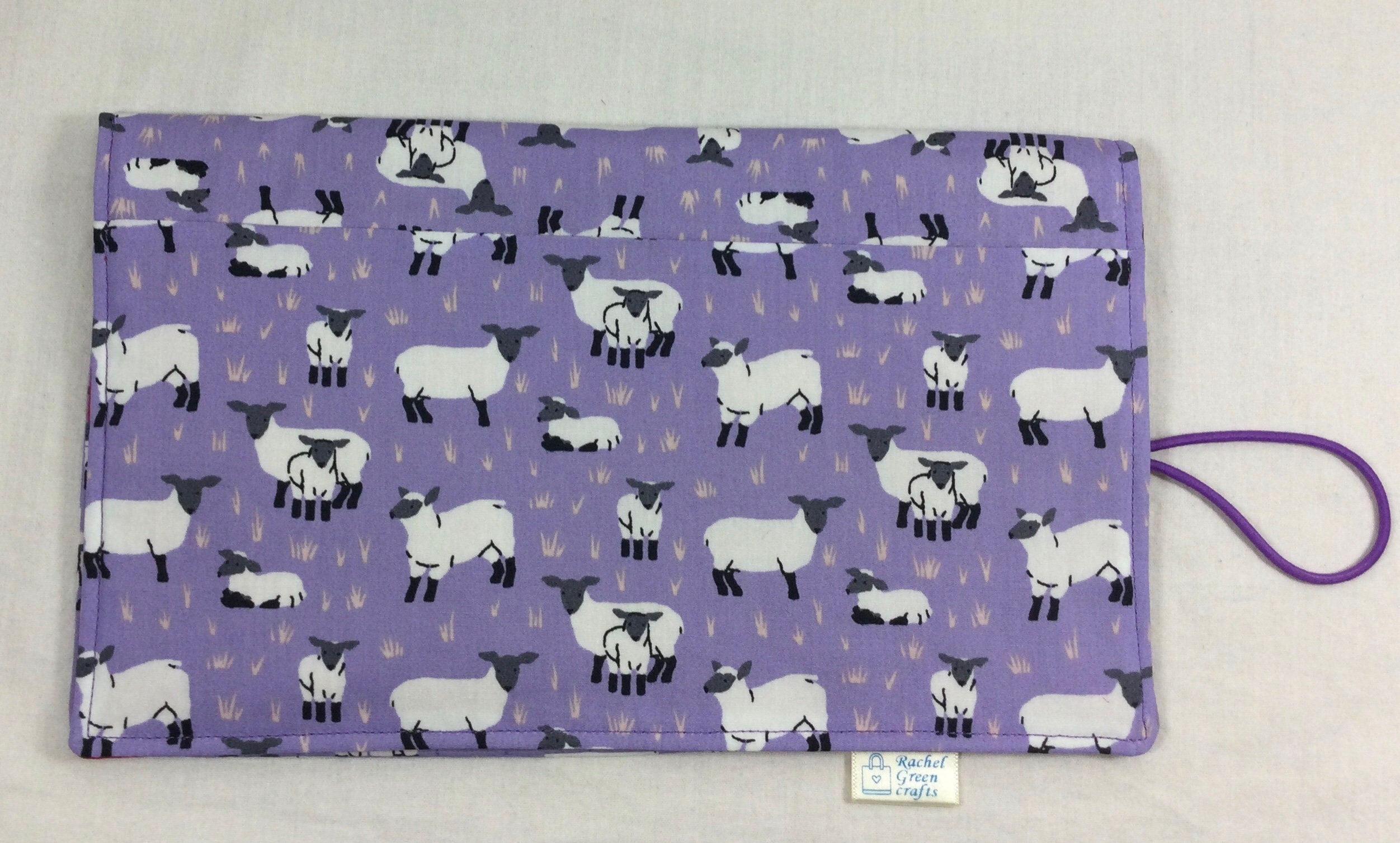 Interchangeable knitting needle case with purple sheep, addi needle case, chiagoo wallet, knit pro organiser pouch, hiya hiya case,