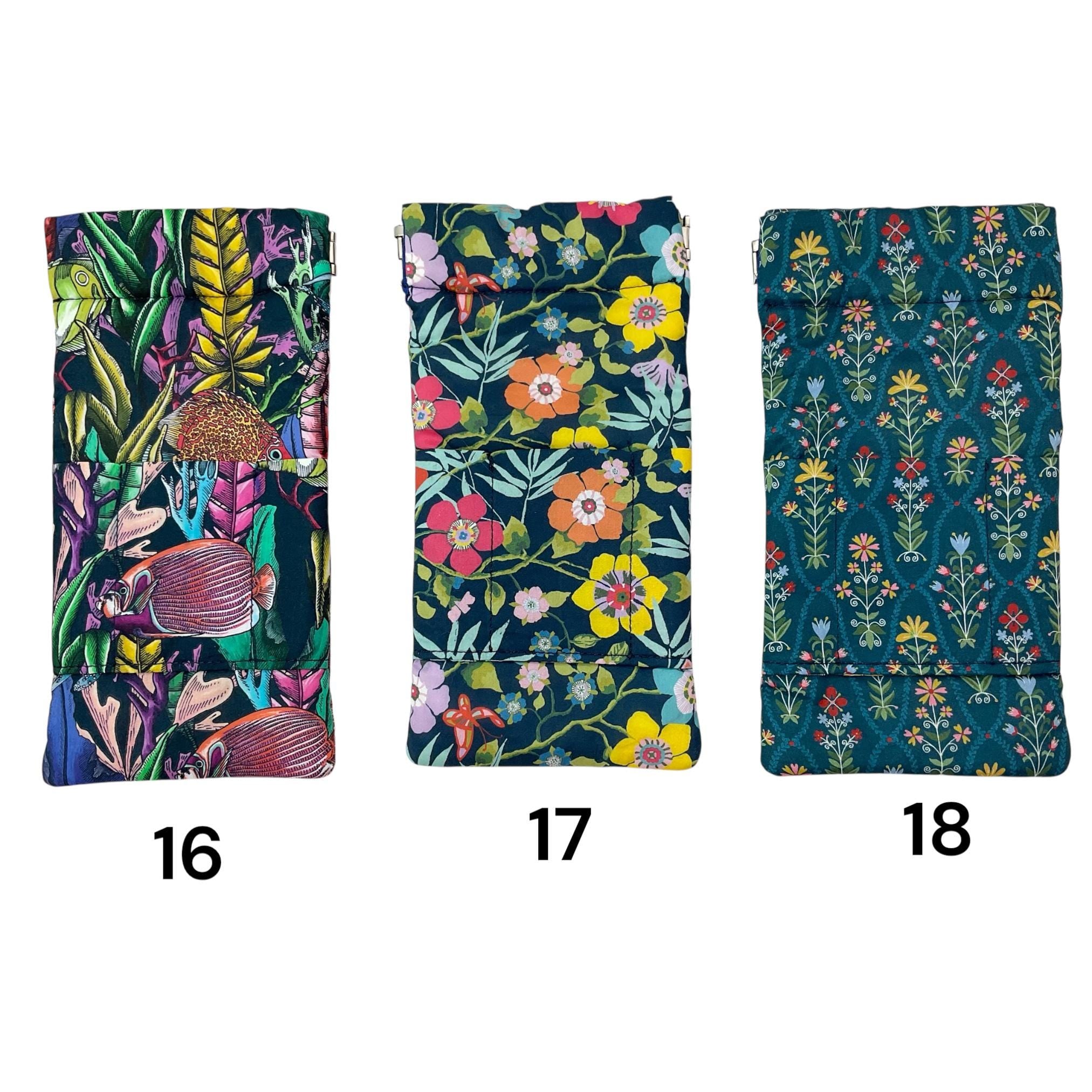Glasses cases in Liberty floral fabric, snap shut spectacles pouch, sunglasses flex frame, ladies eyeglasses holder, women's gift,