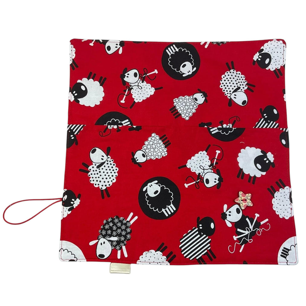 Interchangeable knitting needle case with knitting  sheep, holds 2 sets, addi case, chiagoo wallet, knit pro organiser, hiya hiya pouch