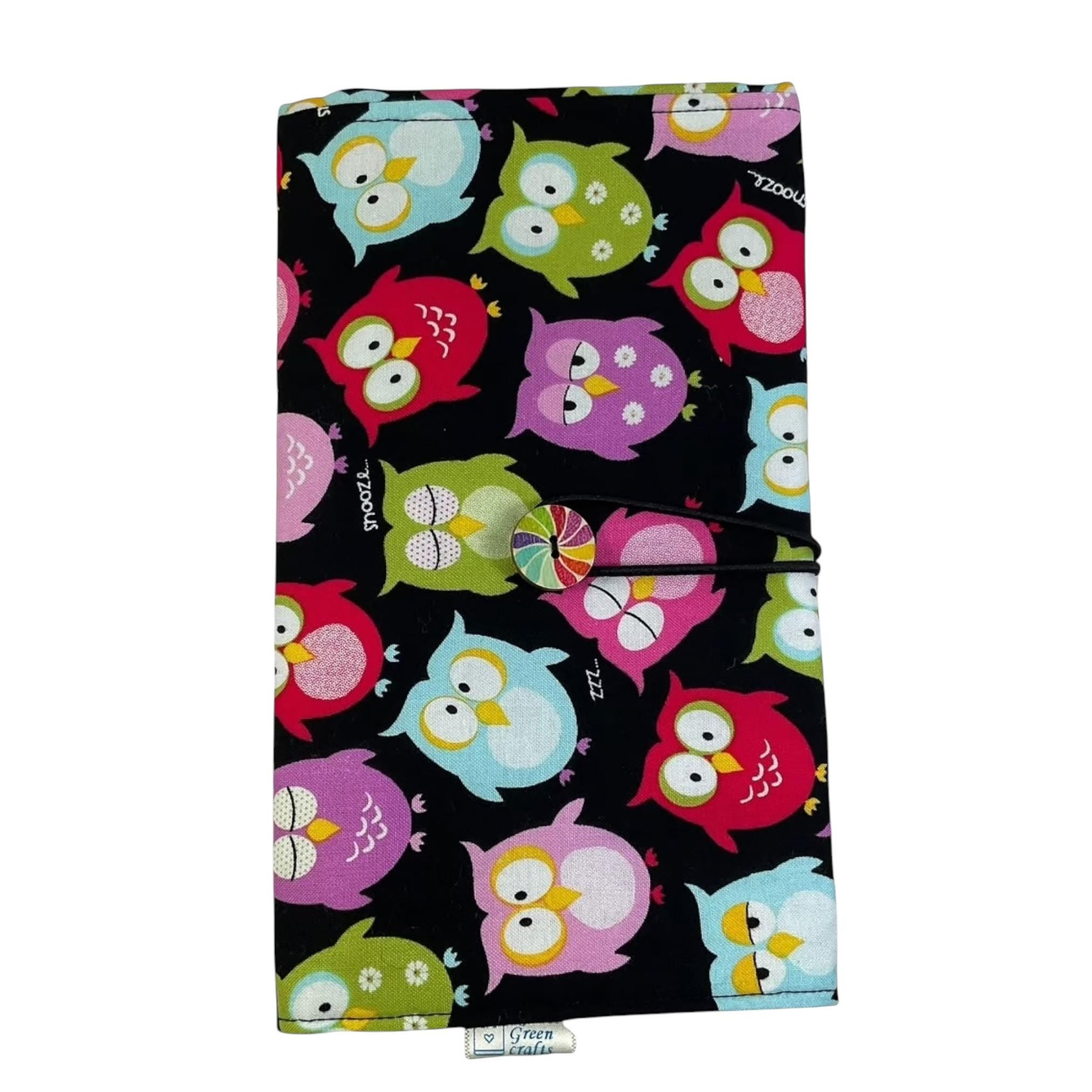 Circular needle case with owls,  fixed circular pouch, sock needle knitting roll, knitters gift, needle holder,