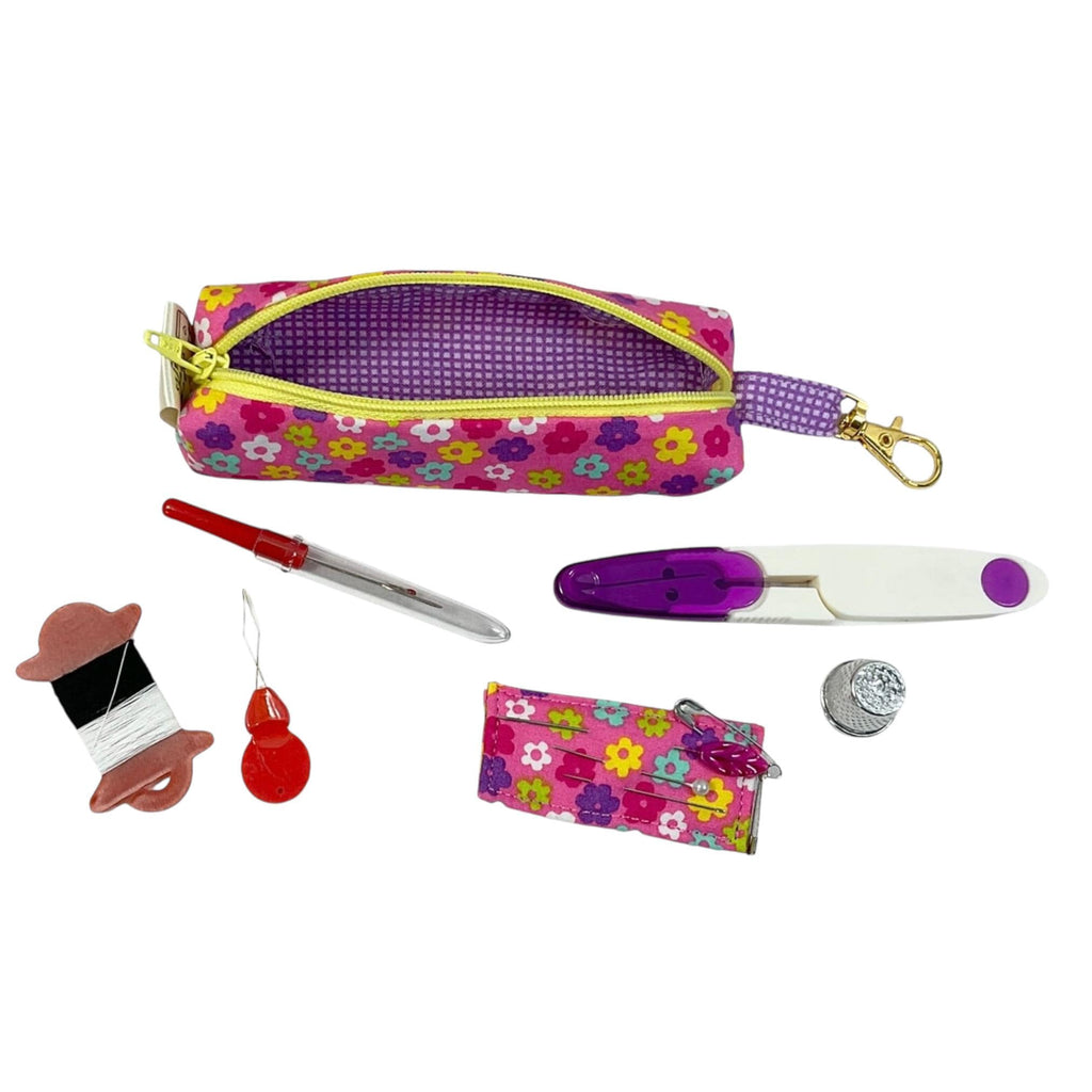 Mini sewing kit with lanyard clip, travel mending case, keyring needle case, keychain sewing notions, stocking filler, christmas gift