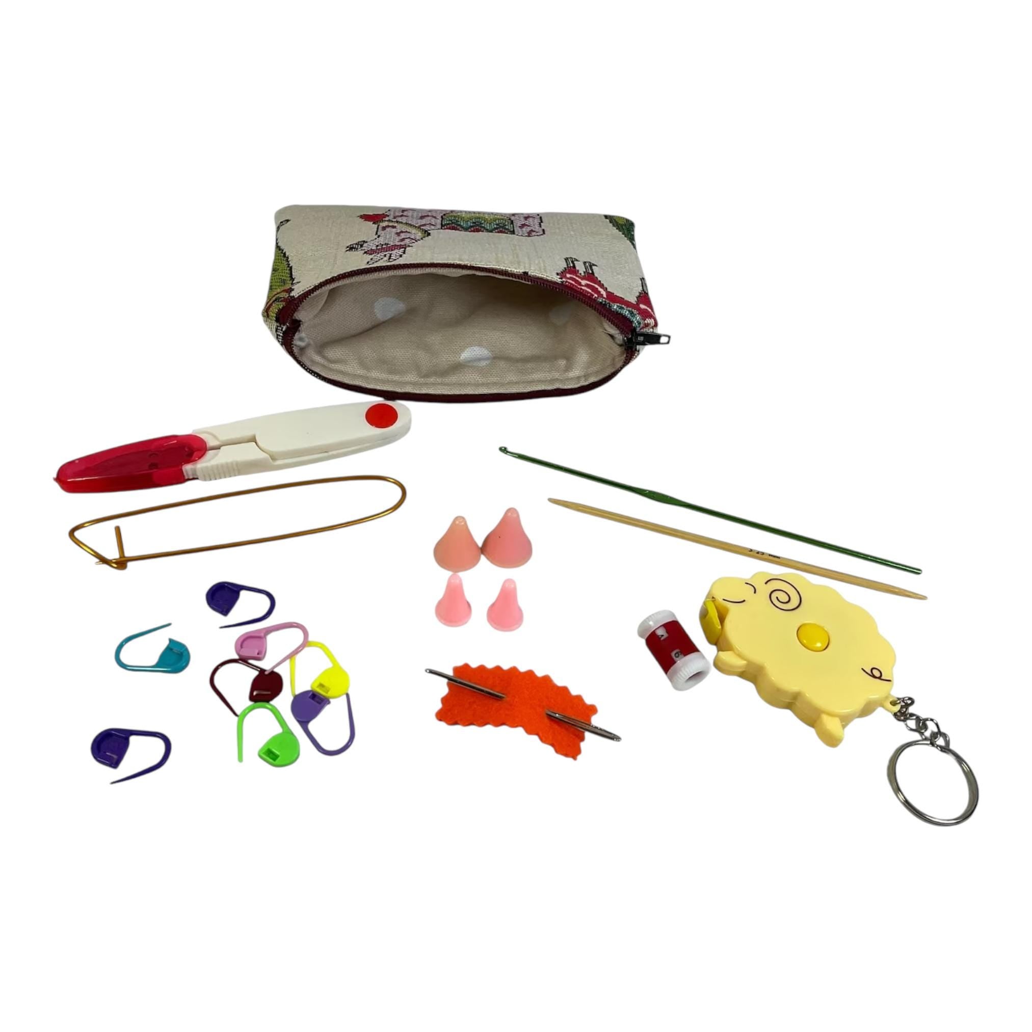 Sheep Fabric Notions Kit: Knitting Crochet Travel Case