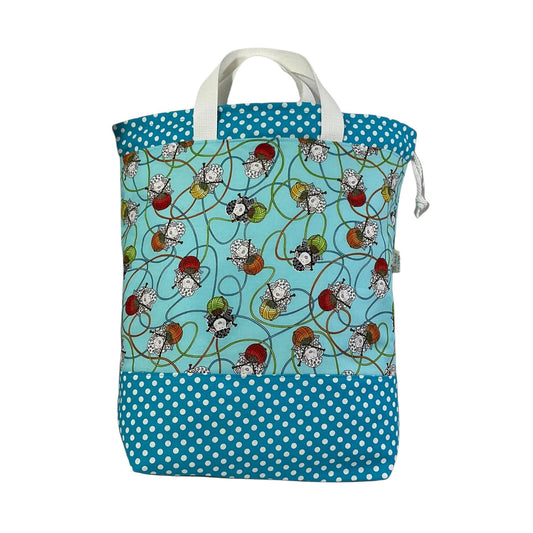 Extra Large drawstring knitting bag with sheep print