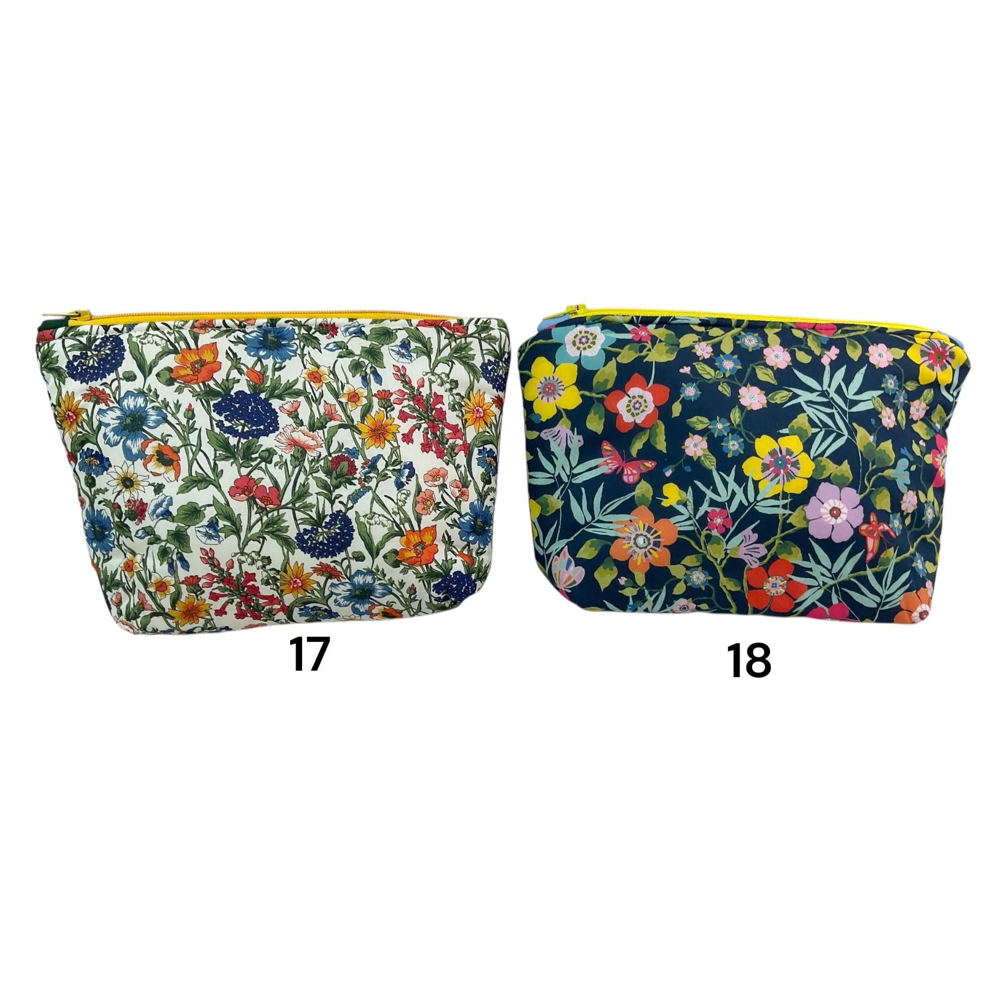 Cosmetics bag in floral Liberty prints,small floral wash pouch, waterproof zipped travel bag, Makeup storage, pretty ladies gift