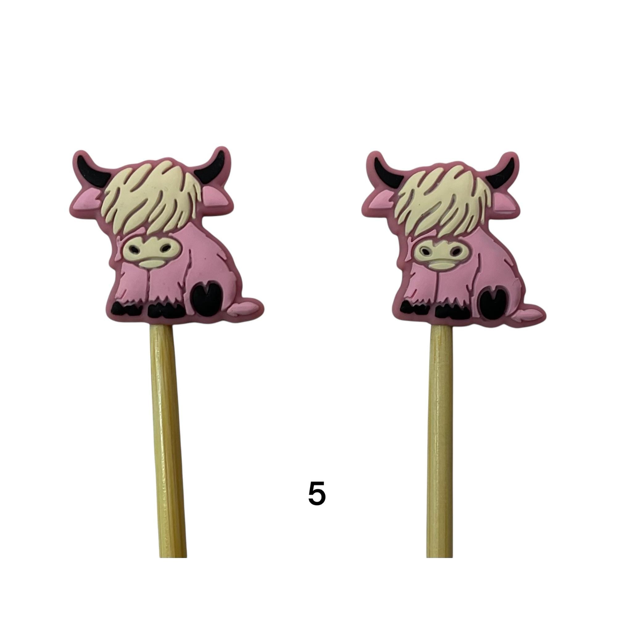 Highland Cow stitch stopper, knitting point protector, Silicone needle end