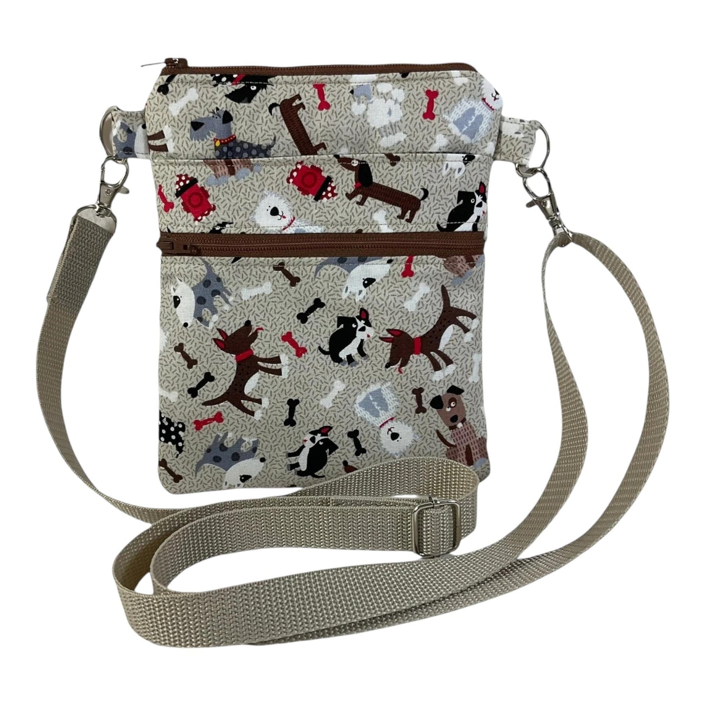 Slim phone shoulder bag with dog print