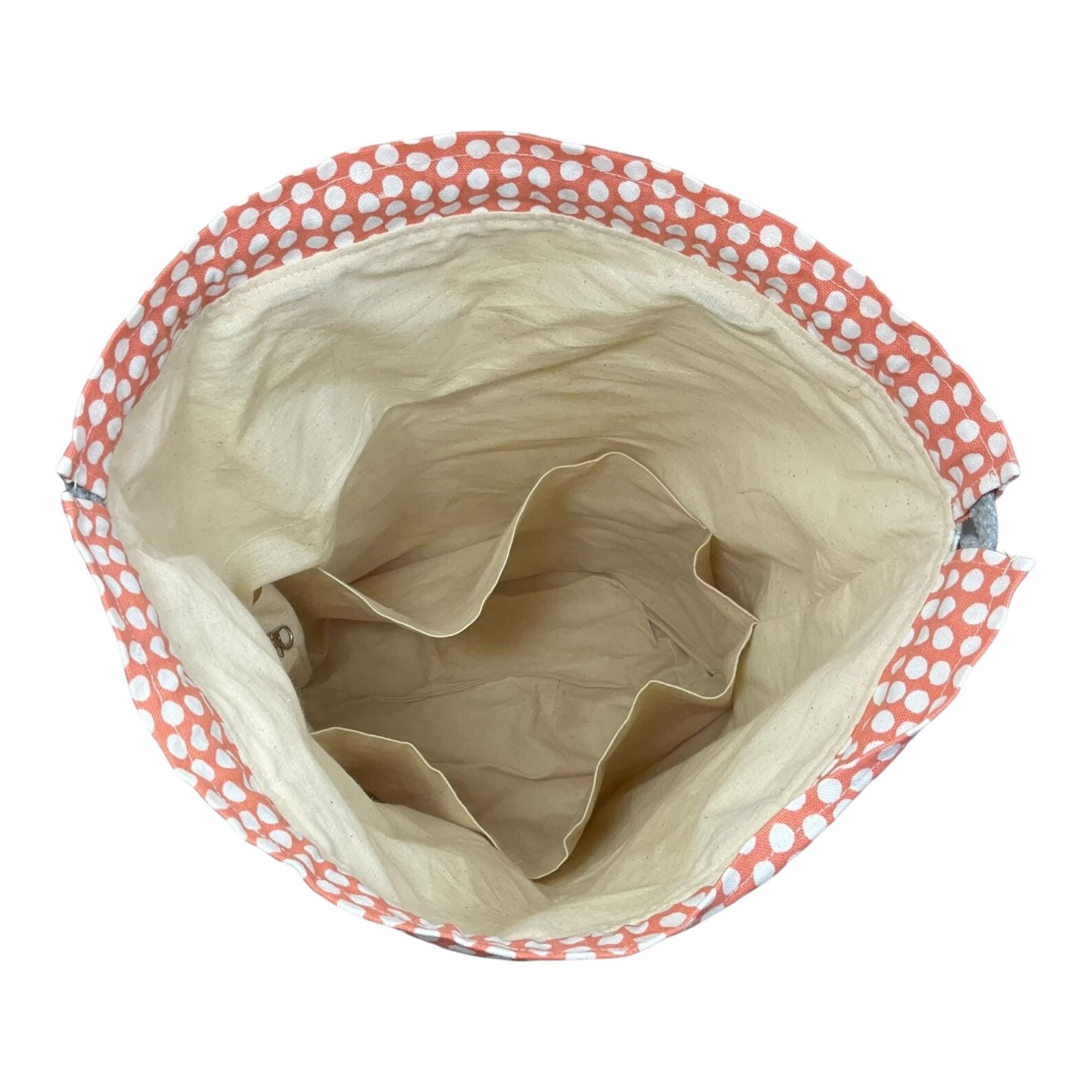 XXL  drawstring knitting bag with seaside beach print, supersized multi pockets project bag with handles, ladies gift