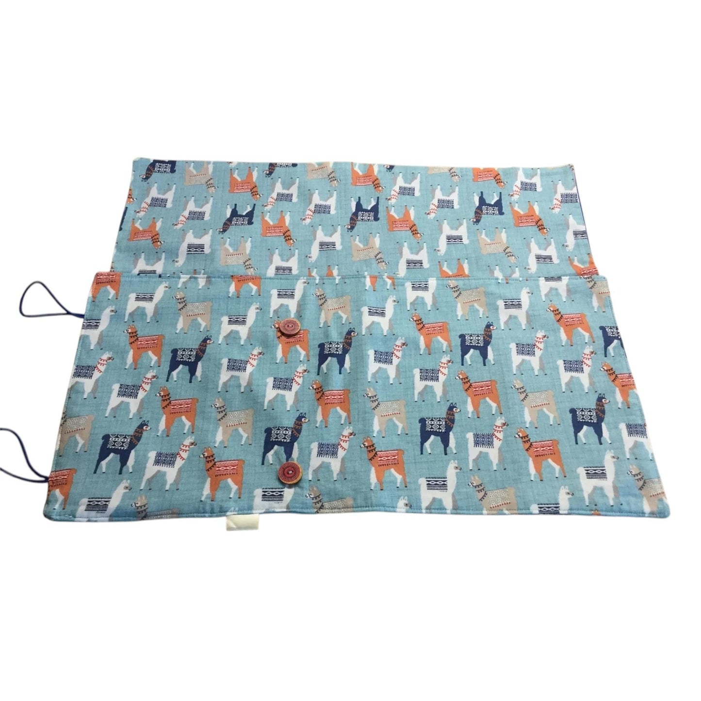 Double pointed knitting needle case with llamas