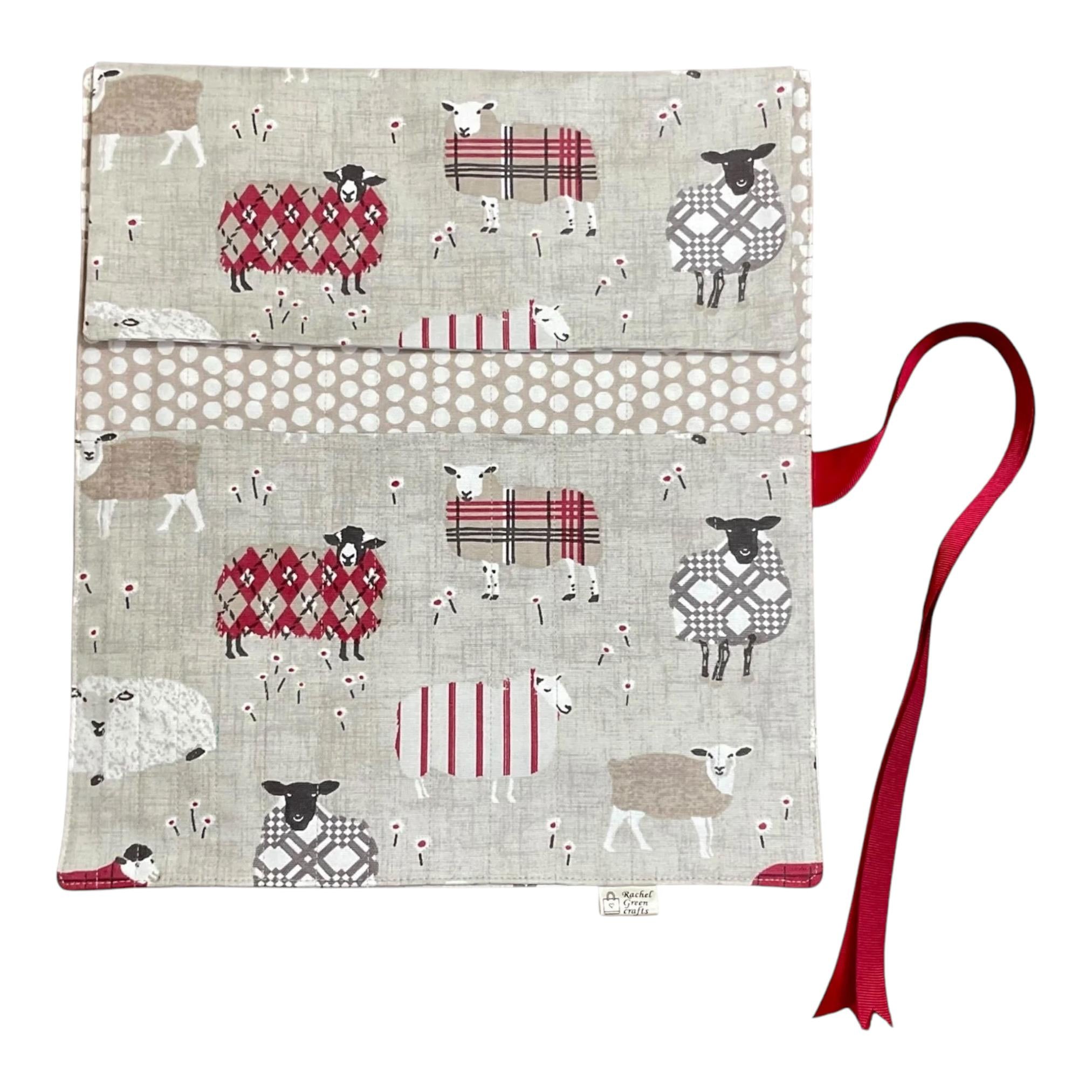 Straight knitting needle case, needle roll , sheep needle case, needle storage, knitting accessories, knitters gift,needle organiser