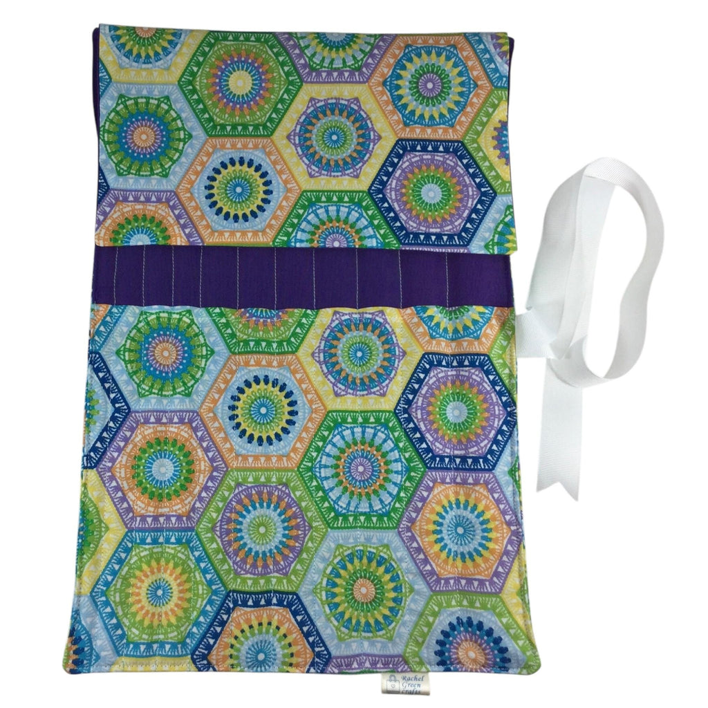 Floral Mandala Knitting Needle Set: Roll-Up Case, Straight Needles