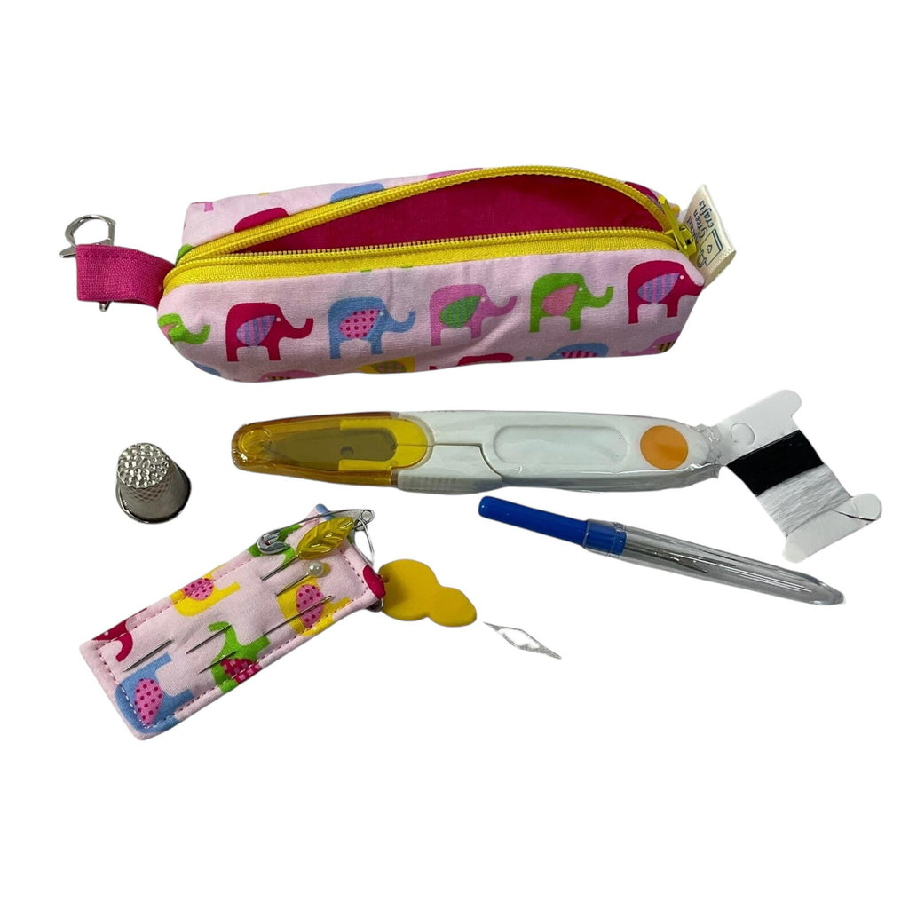 Mini sewing kit with lanyard clip , travel mending case, keyring needle case, keychain sewing notions, stocking filler, christmas gift