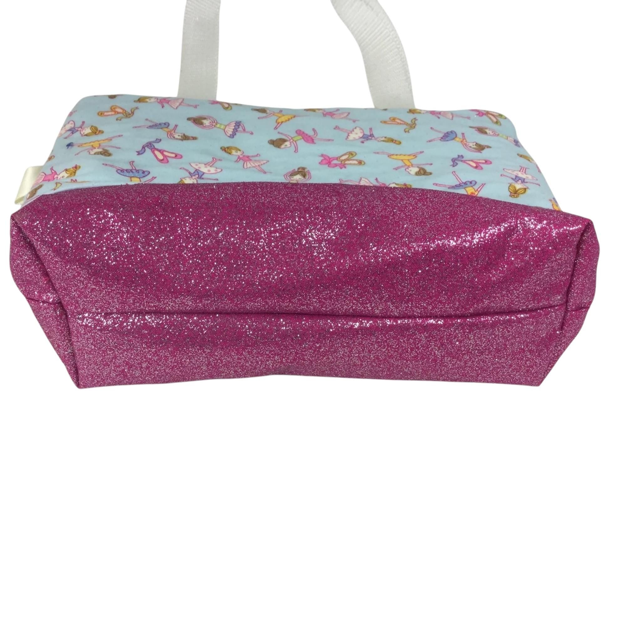 Girls toiletries  bag, ballet bag, small tote bag, glittery pink bag, ballerina tote, girls wash bag, waterproof bag, pink cosmetics bag