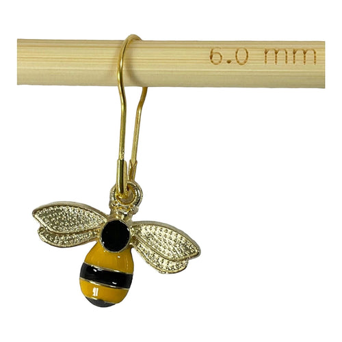 Bee Stitch markers, enamelled colourful progress charms, knitting markers, lace markers, knitters gift, gold plated place keeper