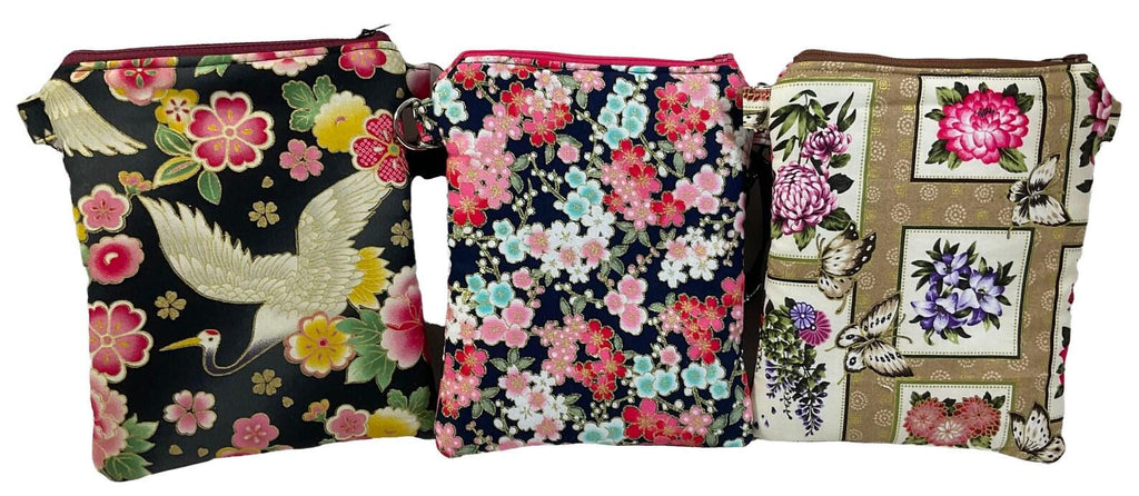 Floral small shoulder phone bag with gold accents, Butterfly handbag, bird teenager purse, essentials bag