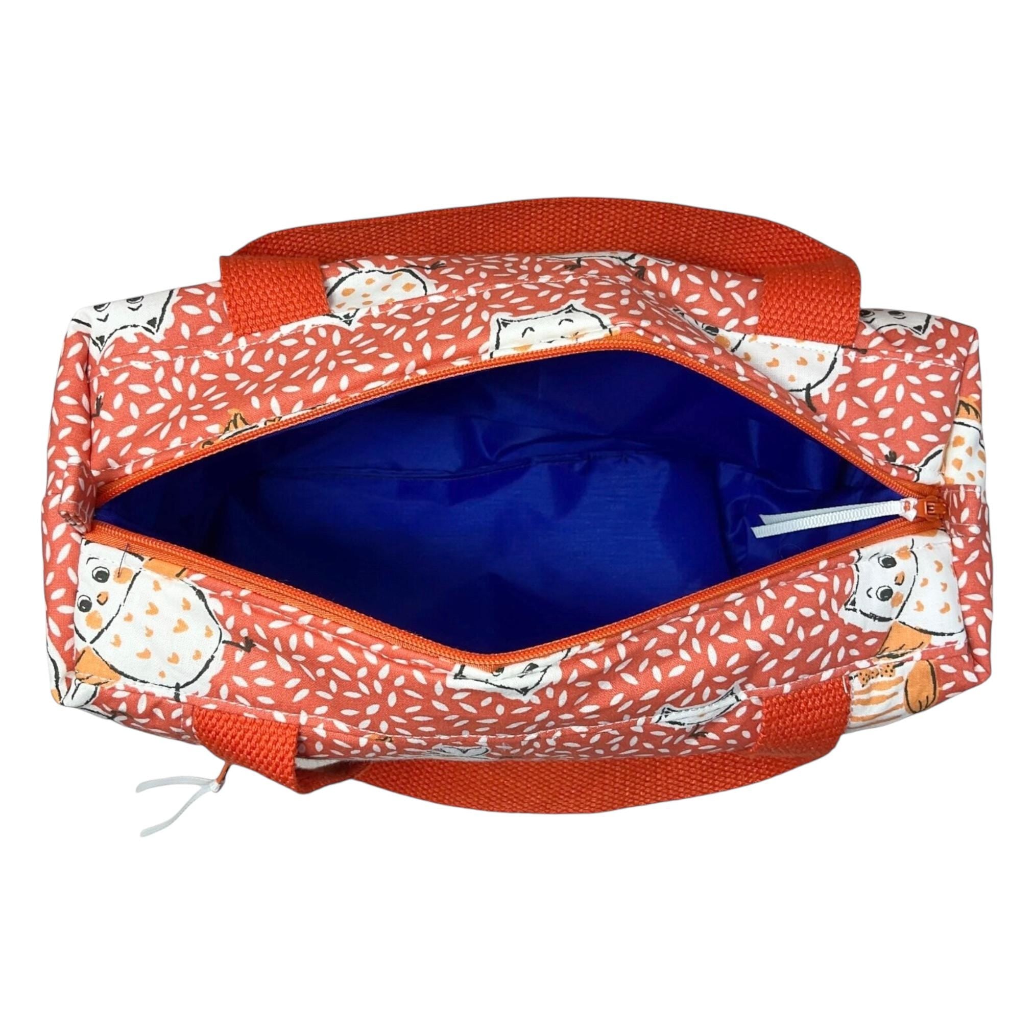 Large owl toiletries bag with handles and zip pocket, bird print Waterproof lined wash pouch, camping  ladies  gift, womens sponge bag