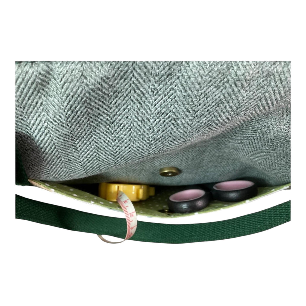 Knitting and crochet tote bag with zip top, large cats organiser crossbody bag