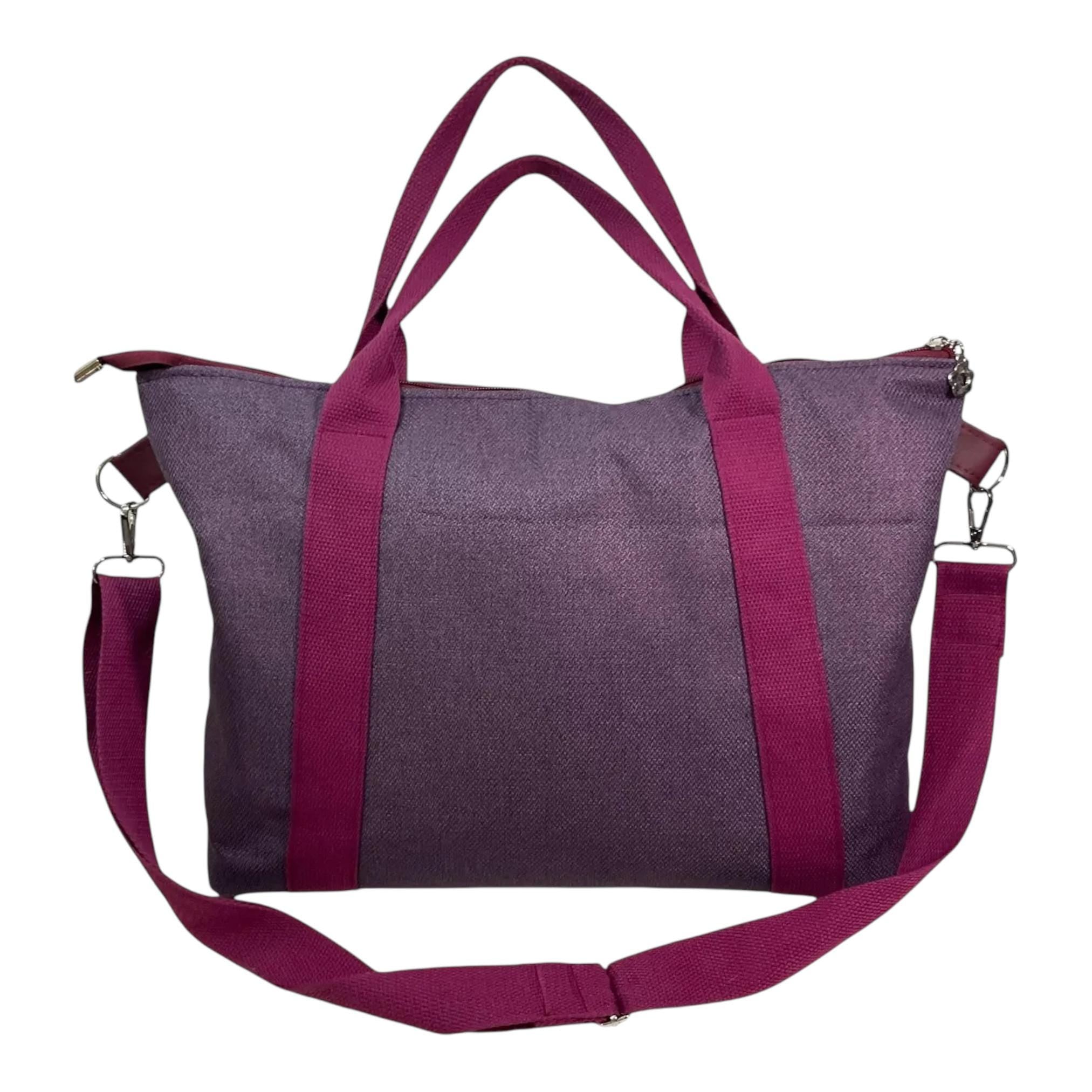 Knitting and crochet tote bag with zip top, large organiser crossbody bag