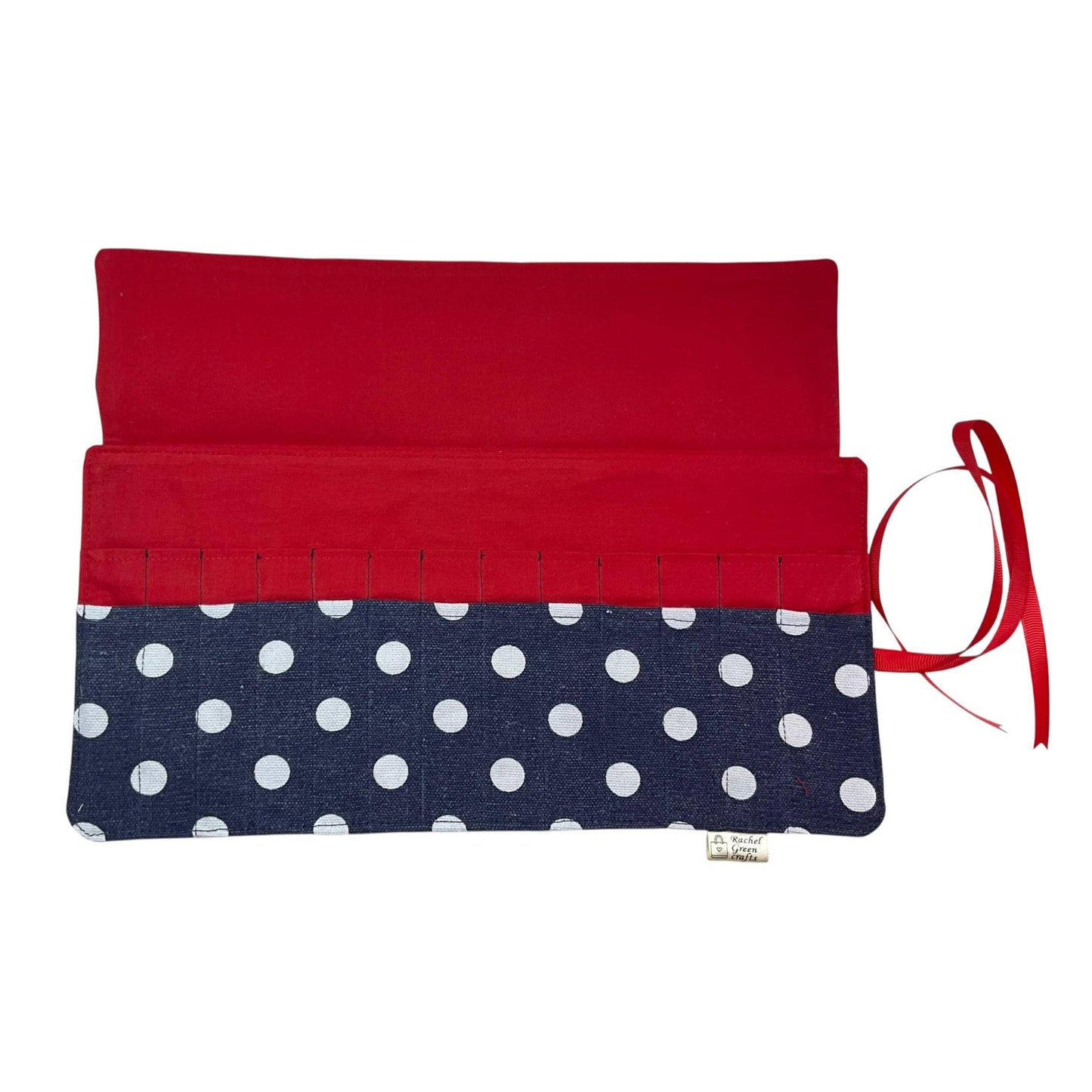 Crochet hook case with denim spot