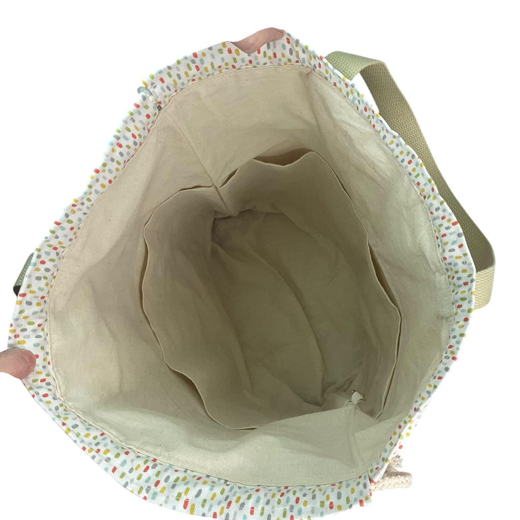 XXL  drawstring knitting bag with cat print, supersized multi pockets project bag with handles, cat lover gift