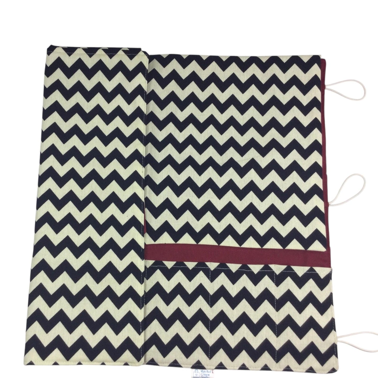 Straight and circular knitting needle case with black chevron print